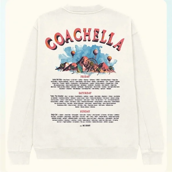 Coachella 2024 Pullover Crewneck Sweatshirt Official Gear Cream Size Medium - Picture 1 of 11